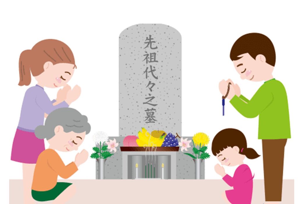 平和公園はなえみ墓園のしくみ②STEP2｜お墓参りができる環境の間はご家族でいつまでも墓守できるイラスト